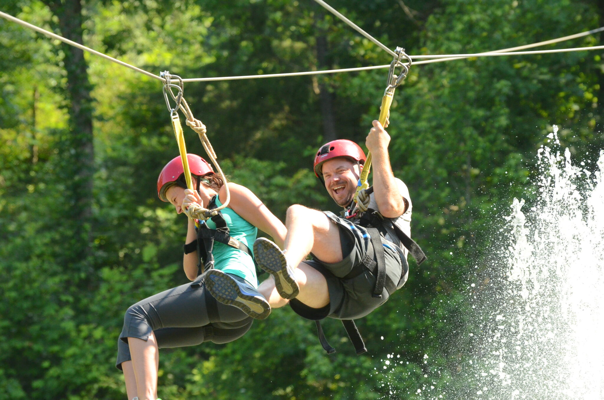 Zip lining at Sunburst Stables